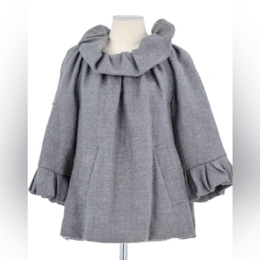 Marc by Marc Jacobs Elegant Bubble Sleeve Collar Gray Wool Cape Size Medium